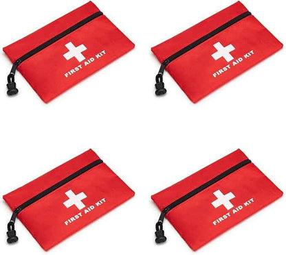 Red Emergency Bag First Aid Small Empty Travel Rescue Pouch First Responder Storage Medicine Pocket Bags for Car Home Office Kitchen Sports Ourdoors Bag Only (8.3x5.5 4pcs)