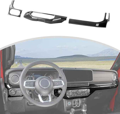 CheroCar for JL Center Console Headlight Air Conditioning Control Panel & Co-Pilot Handle Panel Interior Accessories fit for Jeep Wrangler JL JLU 2024+,Black
