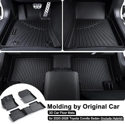 TPE Floor Mats for 2020-2026 Toyota Corolla Sedan (Include Hybrid) All Weather Car Floor Liners Fit Toyota Corolla Accessories Black