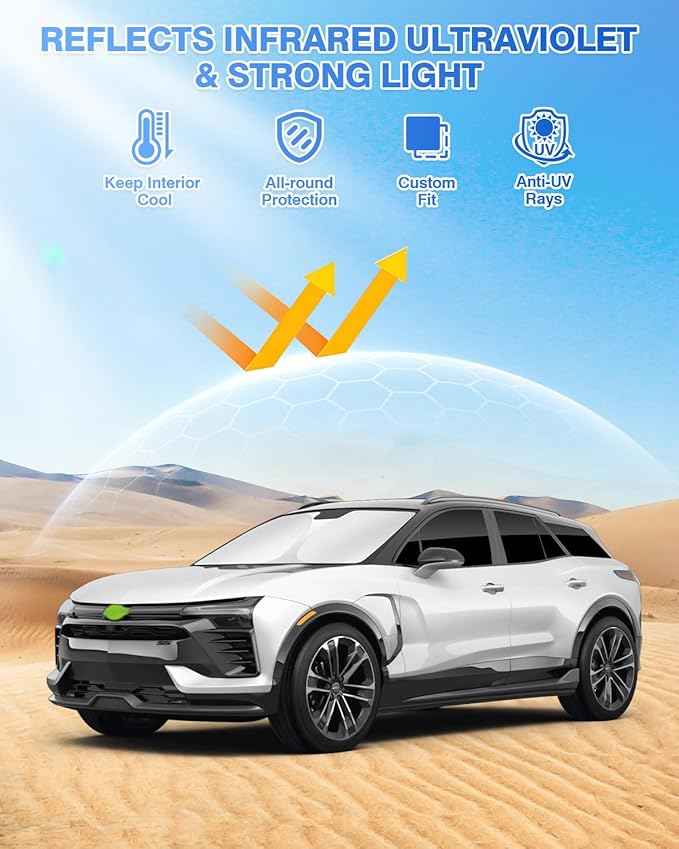 Sunshades for 2024 2025 2026 Chevrolet/Chevy Blazer EV (NOT for Chevrolet Blazer) Accessories Windshield Sun Shade Side Rear Window Shade Cover Sun Visor Shield Privacy Protection Black 8PCS