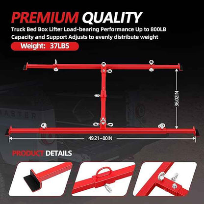 Adjustable Truck Box Bed Lift for Pickups Trucks,Heavy-Duty Truck Bed Lift Support 800LB Weight Capacity and Capacity Works On Beds Up to 6ft
