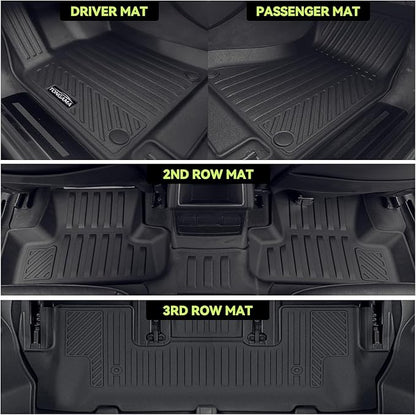Tongama-Floor Mats for 2018-2024 Buick Enclave 7 Seat with Bucket Seats, All Weather TPE Trunk Mat & 2nd/3rd Row Backrest Mats & Cargo Net & Door Sill Guards for Buick Enclave Floor Liner Accessories