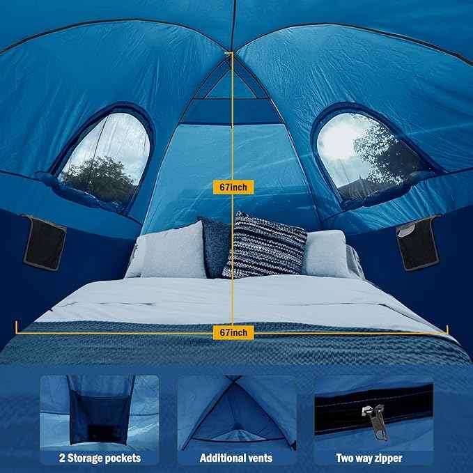 Pickup Truck Tent with Awning Shade,Waterproof PU5000mm Oxford for 5.5-6.3 FT Truck Bed for Camping Travel Outdoor Activities for Chevy Silverado 1500,Ram 1500/Dakota,F150,GMC 1500,Titan,Tundra (blue)