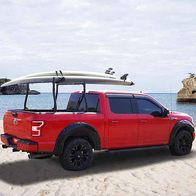 VEVOR Extendable Steel Truck Ladder Rack - 800 lbs Capacity, 46-71 inch, Non-Drilling for Kayak, Surfboard, Lumber, Ladder