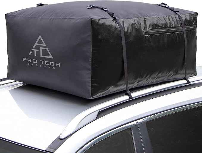 Voyager 15 Cubic Feet Waterproof Rooftop Cargo Roof Bag, No Roof Rack Needed UV-Protected PVC Semi-Coated Mesh, Welded Seams, Water Seal Zipper, 42" L x 34" W x 18" H