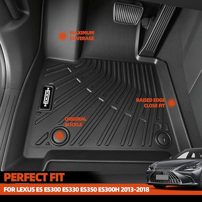 Custom Fit Floor Mats for Lexus ES ES300 ES330 ES350 ES300h 2013-2018, All Weather TPE Floor Liners with Trunk Mat, Odorless Full Set Interior Accessories