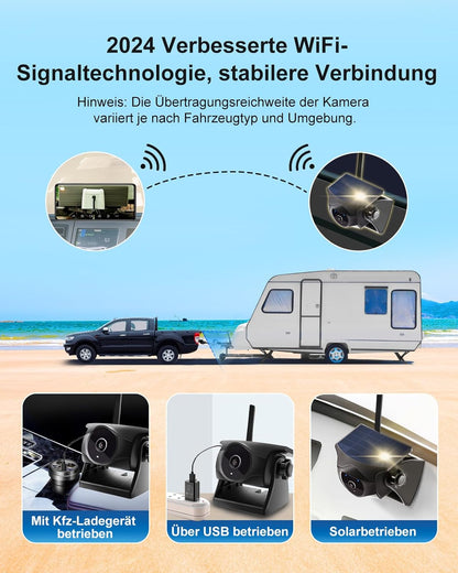 1080P Solar Wireless Backup Camera - Magnetic Hitch Rear Front Camera with Night Vision, 365-Day Standby, Waterproof, Rechargeable Battery for Horse Trailer RV Truck Car for Phone Pad Android