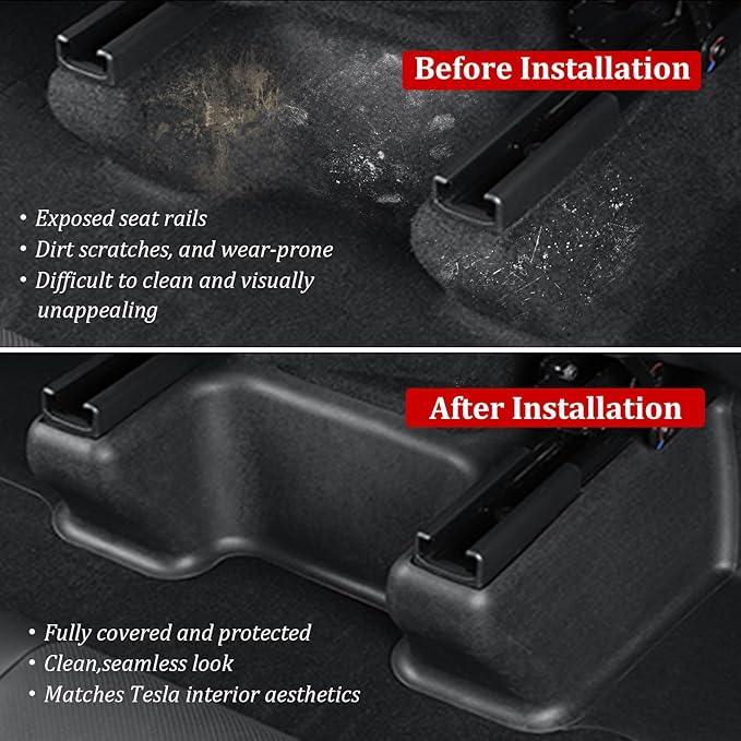 Front Seat Guide Rail Protector Under Seat Floor Mats for Tesla Model Y Juniper, 9PCS TPE Track Rail Trim Cover Underlay Protector Guards for Model Y Juniper Interior Accessories 2026