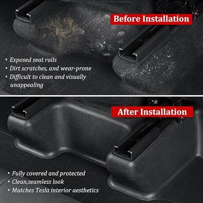 Front Seat Guide Rail Protector Under Seat Floor Mats for Tesla Model Y Juniper, 9PCS TPE Track Rail Trim Cover Underlay Protector Guards for Model Y Juniper Interior Accessories 2026