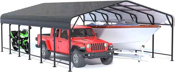 Polar Aurora 20x30 FT Metal Carport, Car Port with Heavy Duty Carport Canopy, Reinforced Base and Upgraded Support Framework, Garage Shelter for Cars, Boats and Trucks