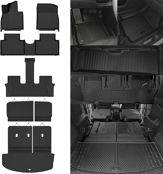 Custom Fit Floor Mats for 2026 Hyundai Palisade Gas 8 Seats 2nd-Row Bench Seat(Not for SE), All Weather TPE Floor Liners & Trunk Mat & Backrest Protectors, Odorless Full Set Interior Accessories