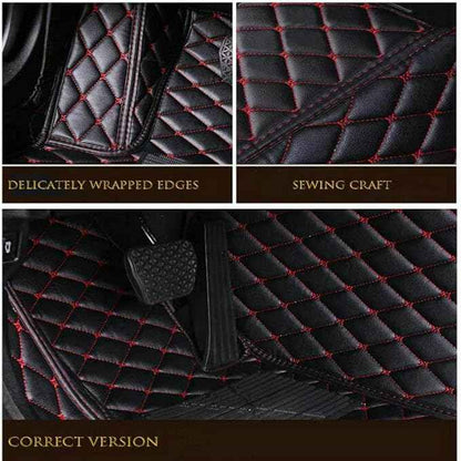 Custom Leather Waterproof Car Floor Mats for 99% Sedan SUV Sports Car Black Beige Men's Women's Vehicle Pads Mat (Black Stripe)