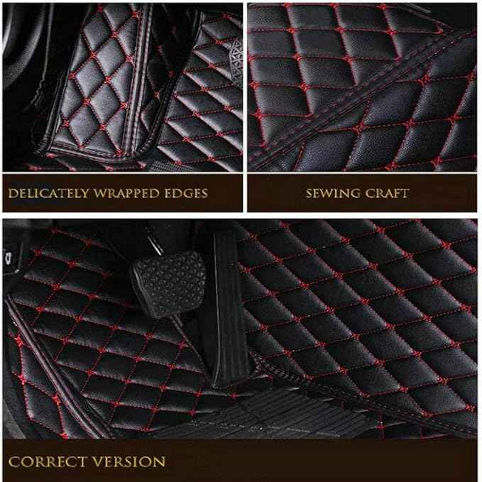 Custom Leather Waterproof Car Floor Mats for 99% Sedan SUV Sports Car Black Beige Men's Women's Vehicle Pads Mat (Edge Pink Medium Black Beige)