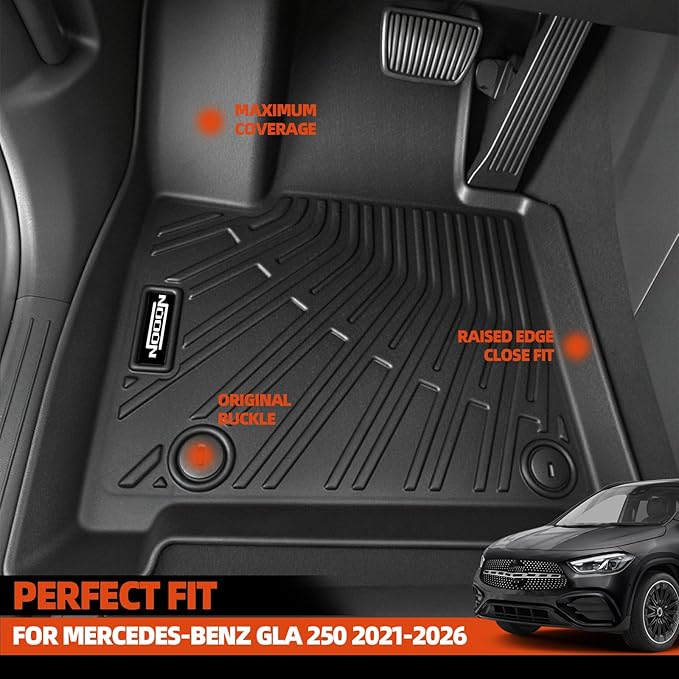 Custom Fit Floor Mats for Mercedes-Benz GLA 250 2021-2026, All Weather TPE Floor Liners with Trunk Mat, Odorless Full Set Interior Accessories