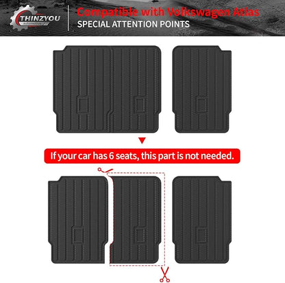 Kick Mat Compatible with 2018-2025 2026 Volkswagen Atlas (NOT for Cross Sport) Trunk Mat Trunk Liner Cargo Liner Cargo Mat Back Seat Cover 2024 VW Atlas Accessories (2nd Row Backrest Mat)