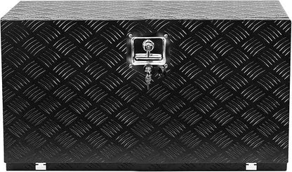 Aluminum Diamond Plate Tool Underbody Box, Waterproof Square Truck Storage Organizer Chest for Pick Up Truck Bed, RV Trailer with T-Handle Lock and Keys (24 inch)