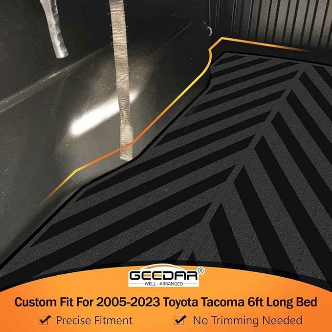 GEEDAR Heavy Duty Rubber Truck Bed Mat for 2005-2023 Toyota Tacoma 6ft Long Bed, Tacoma Accessories, Toyota Tacoma Truck Bed Mat Liner, Black