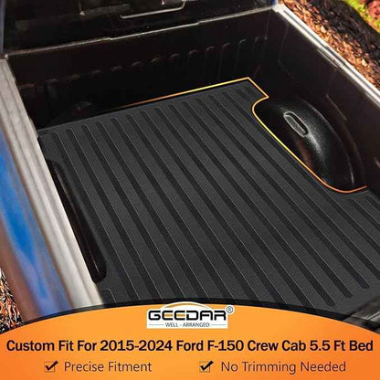 GEEDAR Heavy Duty Rubber Bed Mat for 2015-2026 Ford F-150 5.5 ft CrewCab Bed Liner, Includes 22-26 Lightning Crew/Super Crew, All Weather F-150 5.5 ft Bed Mat, Ford F150 Accessories, Black
