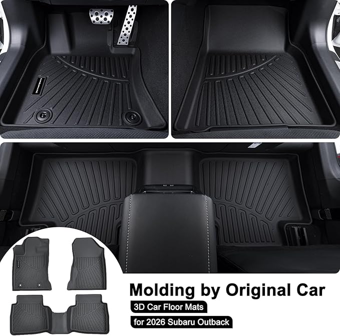 TPE Floor Mats for 2026 Subaru Outback Premium/Limited/Touring/Wilderness/Limited XT/Touring XT All Weather Car Floor Liners Fit 2026 Subaru Outback Accessories Black