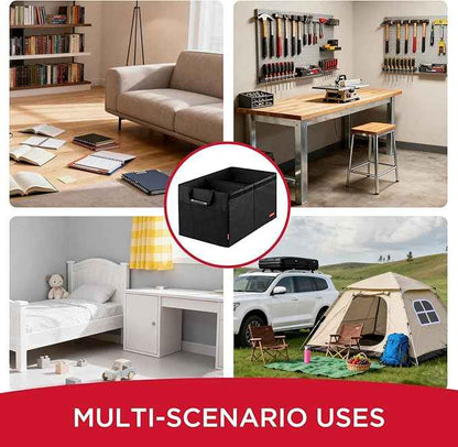 Rubbermaid Car Organizer, Collapsible Trunk Organizer, Multi-Compartment Car Storage Organization for Car Accessories, 2 Compartments With Cover, 21.65"*14.17"*12.2"