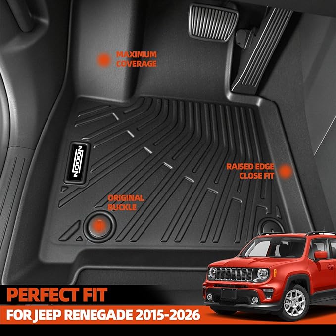 Custom Fit Floor Mats for Jeep Renegade 2015-2026, All Weather TPE Floor Liners with Trunk Mat, Odorless Full Set Interior Accessories