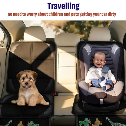 Bacgnyer Car Seat Protector, 2 Pack Carseat Seat Protectors for Child Baby Car Seat Mat Vehicle Pet Cover, Waterproof & Durable 600D Fabric Car Seat Cover with Non-Slip Backing and Mesh Pockets