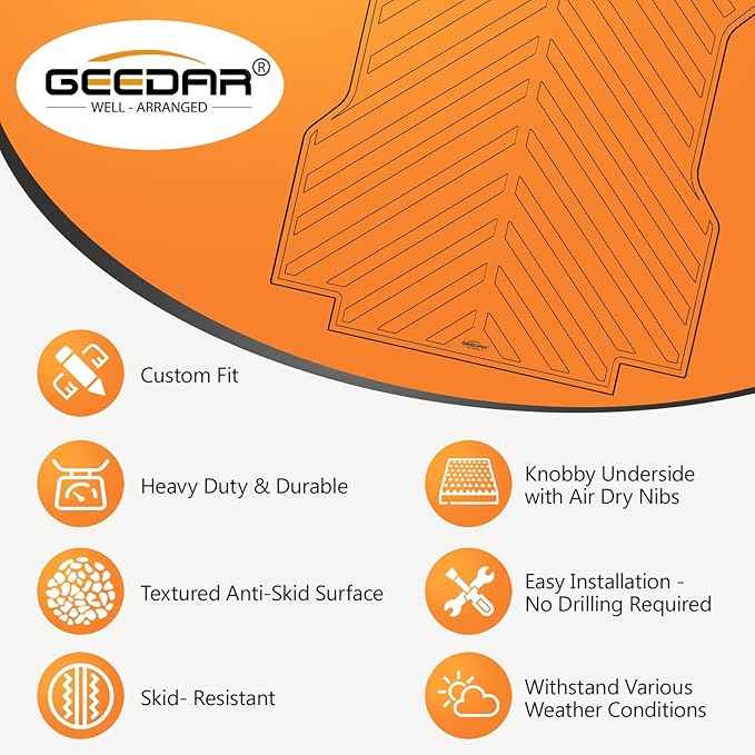 GEEDAR Heavy Duty Rubber Truck Bed Mat for 2024-2026 Toyota Tacoma 6ft Long Bed, Tacoma Accessories, compatiable with Toyota Tacoma Truck Bed Mat Liner, Black