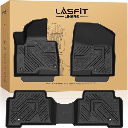 LASFIT Floor Mats for Hyundai Santa Fe Sport 2018 2017 2016 2015 2014 2013, All Weather TPE Custom Fit Floor Liners 1st & 2nd Row Car Mats Accessoires, Black