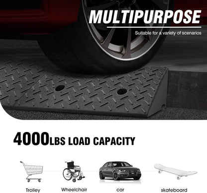 DNA MOTORING 7.7" Rise Rubber Curb Ramp Heavy Duty Loading Driveway Ramp Threshold Ramp 39 in L x 19.7 in W x 7.7 in H for Loading Dock, Warehouse, Wheelchair, Motorcycles, Cars, TOOLS-00654