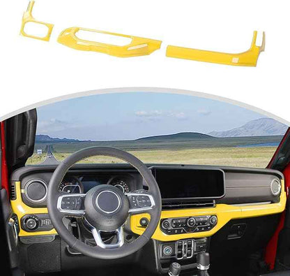 CheroCar for JL Center Console Headlight Air Conditioning Control Panel & Co-Pilot Handle Panel Interior Accessories fit for Jeep Wrangler JL JLU 2024+,Yellow