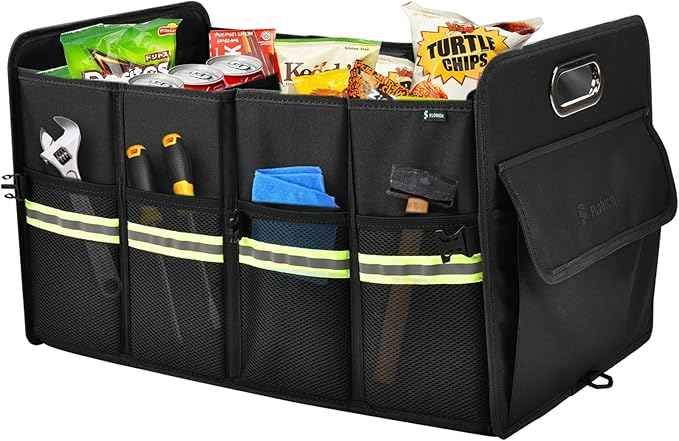 FLORICH Trunk Organizer for Suv, Premium Waterproof Car Organizers and Storage, Collapsible Multi-Compartment Truck Organizer Back Seat Storage for Car