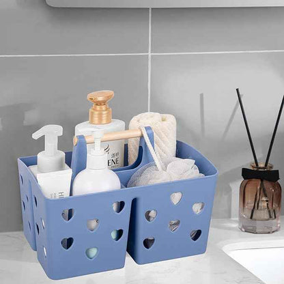 Anyoifax Portable Shower Caddy Plastic Shower Basket Organizer Divided Bathroom Caddy Storage Cleanning Caddy Tote with Handle for College, Dorm Room, Kitchen, Dark Blue