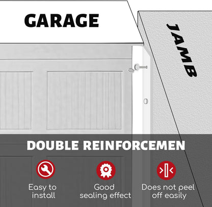 Garage Door Seal Top and Sides Seal Strip, 40FT Universal Garage Door Weather Stripping, Durable Garage Door Bottom Seal Replacement with Adhesive Backing and Screws (White, 40FT)