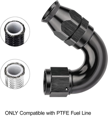 EVIL ENERGY 8AN 150 Degree PTFE One Piece Full Flow End Hose Fitting Aluminum Black