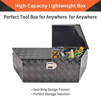 39 Inch Aluminum Trailer Tongue Tool Box 5 Bar Tread Wide Utility ToolBox for Pick Up Truck RV Storage Organizer Tool Box with Lock and Keys - 39"X16.5"X12" Black