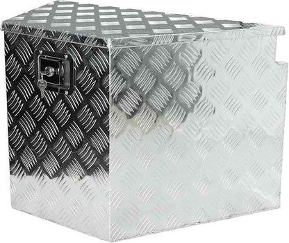 confote 28 Inch Heavy Duty Aluminum Stripes Plated Tool Box Pick Up Truck Bed RV Trailer Tongue Toolbox Waterproof Storage Organizer with Lock and Keys - 28.7 X 16.7 X 18.3 inch,Silver
