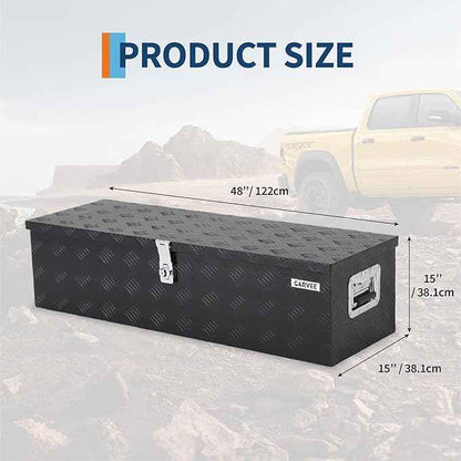 Garvee 48 Inch Aluminum Truck Bed Tool Box - Heavy Duty Diamond Plate Tool Chest with Lock and Keys | Storage Organizer for Pickup Trucks, RV, Trailers | Side Handles, 48 x 15 x 15 Inches, Black