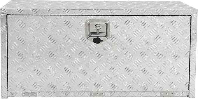 Heavy Duty Aluminum Truck Bed Tool Box,Diamond Plate Waterproof Underbody Toolbox with Sliding Shelf, Lock & Keys, Side Handle, Storage Organizer Chest for Pickup Truck, RV Trailer, Cargo Vehicles
