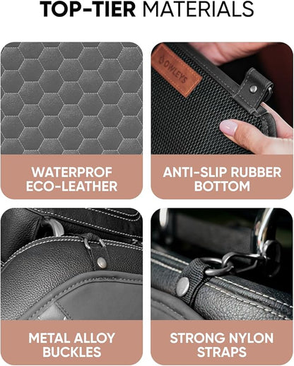 Owleys Kick Mat Back Seat Protector - Car Back Seat Cover for Kids Feet - Waterproof & Sturdy Protector for Upholstery from Dirt, Mud, Scratches and Stain (Gray)