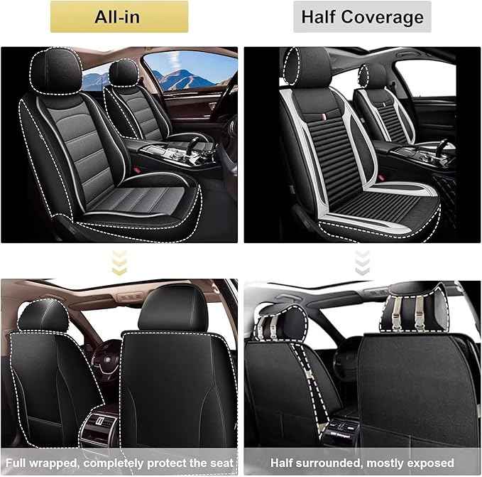 Car Seat Covers Fit for Hyundai Palisade 2020-2025 2026: Front Seats Covers Auto Interior Accessories, Faux Leather Waterproof Seat Cushions Vehical Cover (Black&Grey)