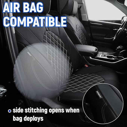 8 Seat Covers for 2026 2025 2024 Grand Highlander Accessories, Car Seat Covers for Toyota Grand Highlander, Side Airbag Compatibility, Full Set All-Wrapped Premium Leather Diamond Pattern