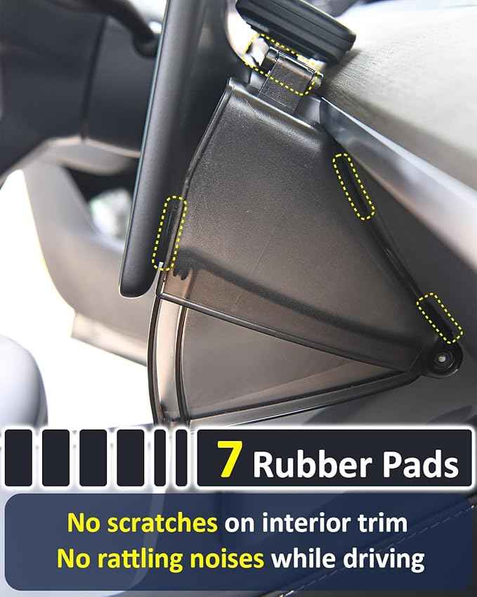 Under Screen Storage Organizer for Tesla Model Y Model 3 Accessories(include Juniper & Highland), Rattle-Free Push Latch Mechanism Perfect Fit, Tissue Dispenser, Hidden for Personal Valuables