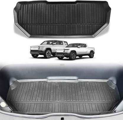 BestEvMod for Rivian R1T R1S All-Weather Front Trunk Mat TPE Material Rubber Cargo Liner Compatible with Rivian R1T R1S 2022 2023 2024 Accessories (Upper Layer)