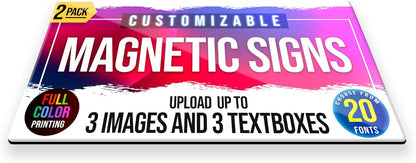 2-Pack,12"x24" Custom Magnet Signs in Full Color for Business and Advertising, 30 mil Customized Vinyl Car Magnets, Personalized Magnetic Sheets for Company Storefront & Vehicles (Rounded Corners D2)