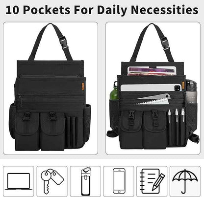 Car Front Seat Organizer Backseat Organizer with Dedicated Tablet Laptop Storage Adjustable Shoulder Strap Cup Holder Truck Seat Storage Universal Fits for Most of Car