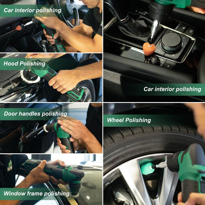 BATOCA S4 Cordless Car Buffer Polisher Rotary Polisher & Dual Action Polisher with 2pcs 12V 2.5Ah Batteries 1&3inch Mini Car Detailing Polishing Kit, 4 Speeds Brushless Polisher for Car Detailing