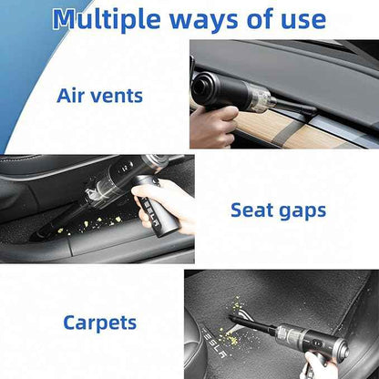 Foldable Car Vacuum Cleaner for Tesla Model 3 Y X S, 4-in-1 Cordless Handheld Vacuum,12000PA High Power, Tesla Mini Portable Car Vacuum with LED, Tesla Model Y 3 X S Accessories 2025-2017