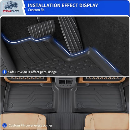 Rongtaod 6 Seats Floor Mats Compatible with 2020-2025 2026 Ford Explorer Captain Chairs Trunk Mat Trunk Liner Cargo Liner Cargo Mat Kick Mats 2024 Explorer Accessories (Floor Mats Full Set 7pcs)