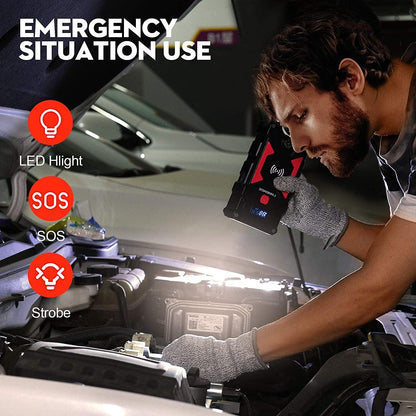 Car Jump Starter, 6000A Peak 26800mAh 12V Car Battery Starter(Up to All Gas, 10.0L Diesel Engine), with USB Quick Charge 3.0,LED Light,12V EC-5 Output.