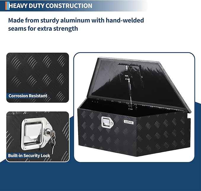 Garvee Heavy Duty Trailer Tongue Box with Lock & Keys, 39" x 16" x 12" Steel Tool Chest Storage Organizer for Utility Trailer, Pickup Truck Bed, RV, SUV and Off-Road Vehicle, Black